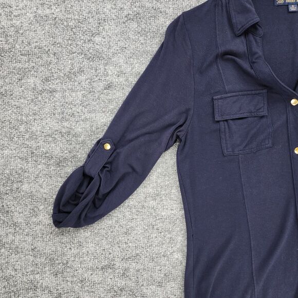 Brooks Brothers Dress Womens Small Blue Navy Gold Buttons 3/4 Sleeve Button up - Picture 10 of 16